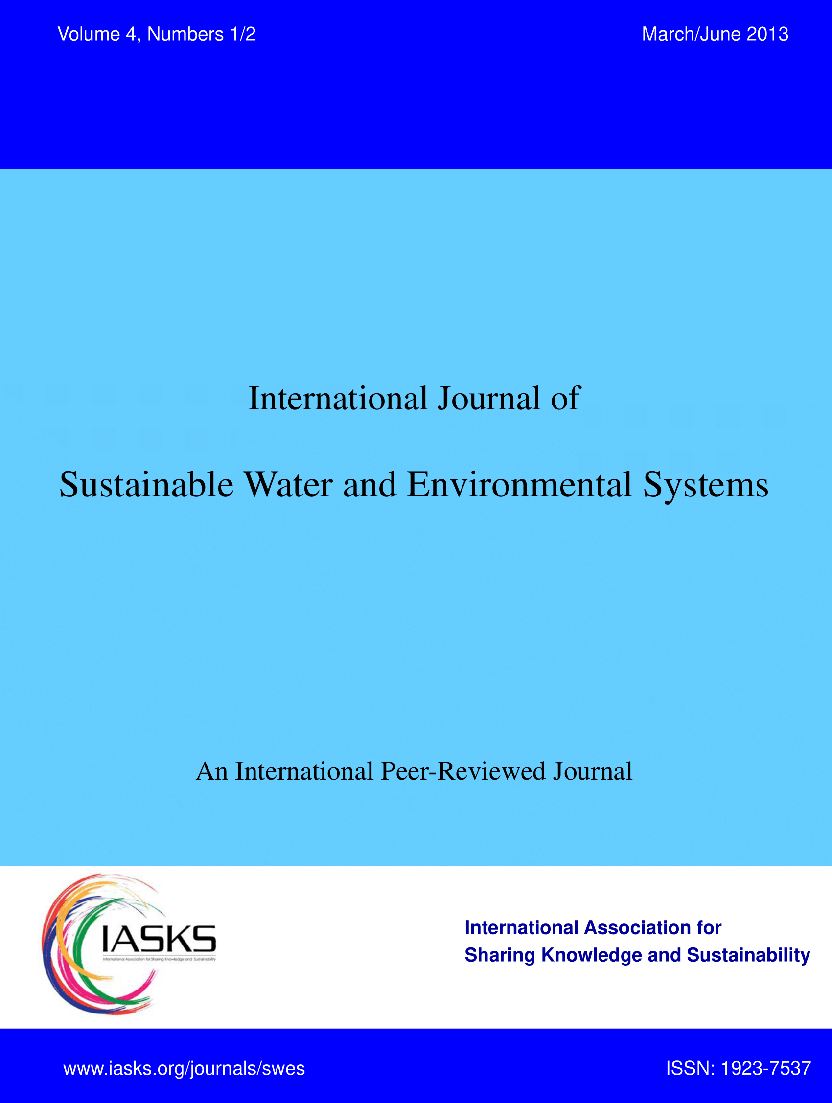 International Journal of Sustainable Water and Environmental Systems